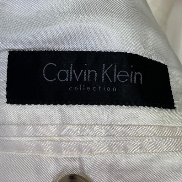 CALVIN KLEIN COLLECTION Size 38 Cream Cotton Blend Notch Lapel Sport Coat - Picture 5 of 9